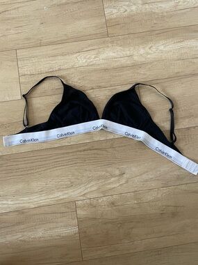 Calvin Klein Black Bralette with White Logo Band